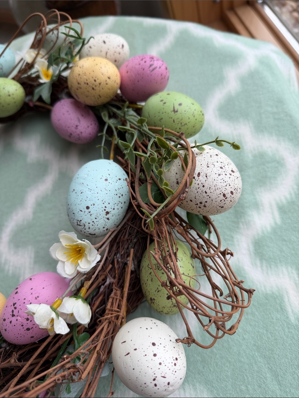 Spring Pastel Egg Wreath - Decorative Home Holiday Accent - Picture 3 of 8